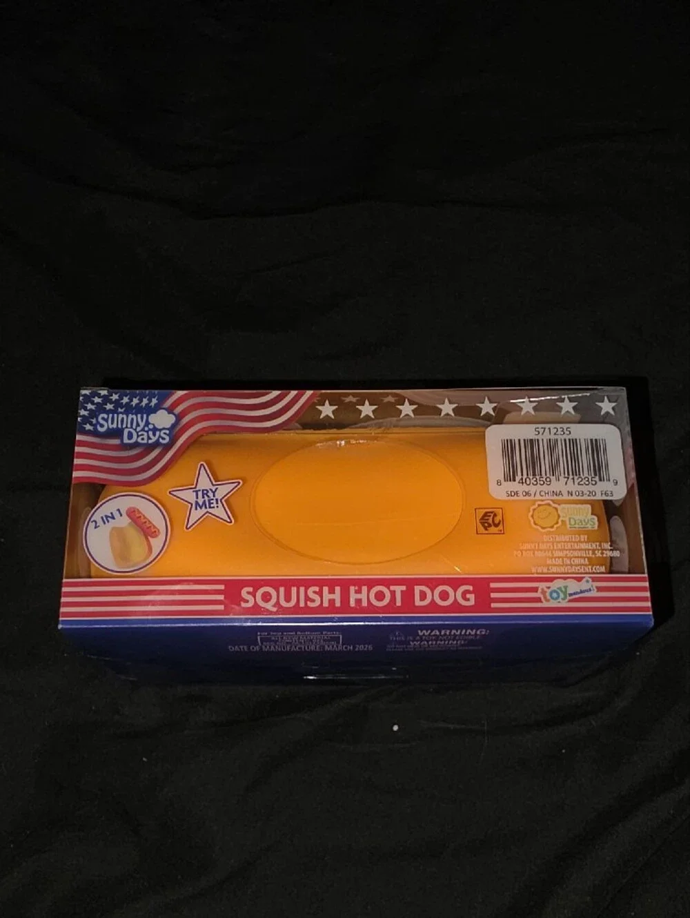 Sunny Days Squish Hot Dog Toy in Yellow & Red